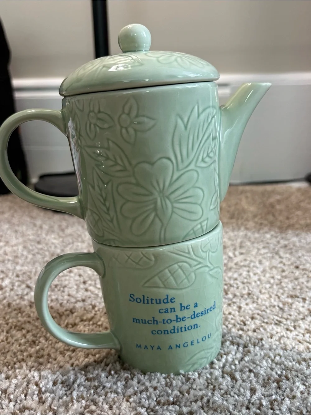 Hallmark Celadon Green Stacked Teapot Mug Set